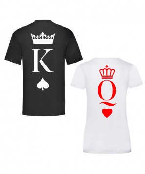 Set tricouri personalizate cuplu "King & Queen" Negru/Alb