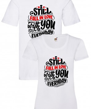 Set tricouri personalizate cuplu "Falling in Love Everyday"