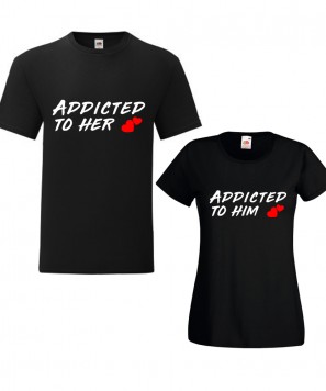 Set tricouri personalizate cuplu "Addicted to love"