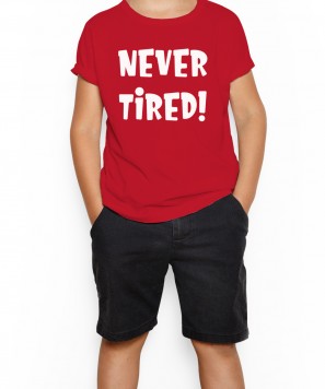 Tricou cu imprimeu Never Tired, rosu, 118-128cm