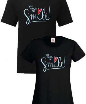 Set tricouri personalizate cuplu "You make me smile"