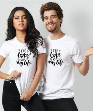 Set tricouri personalizate cuplu "The love of my life", Alb