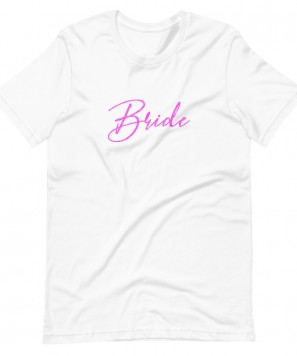 Tricou personalizat Bride, Alb/Roz glitter